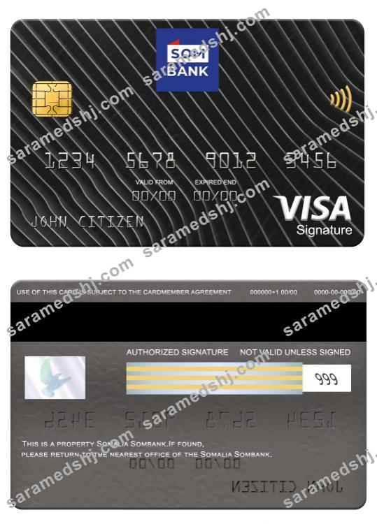 Somalia Sombank visa signature card